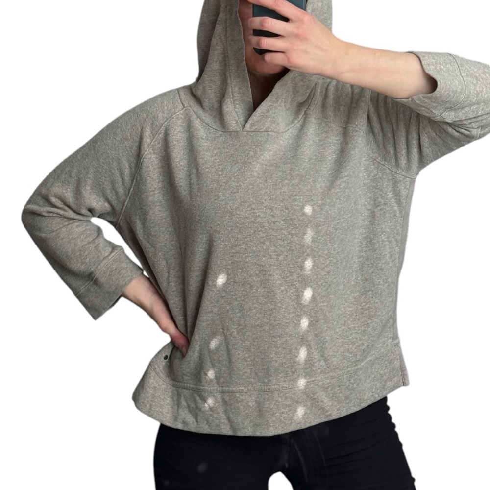 Prana gray hoodie sweatshirt size XL -Cropped with shorter long sleeves - Picture 6 of 15